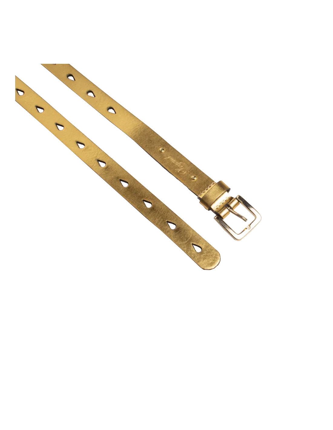 Leather Punch Hole Belt - Yellow Gold