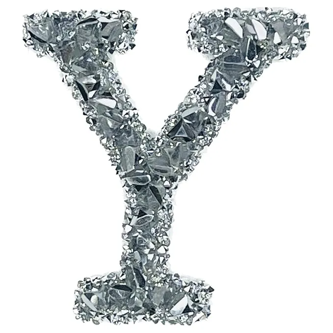 Letter Y White Sparkling Rhinestone Patch