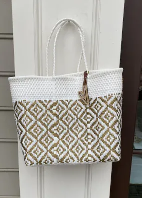 Maria Victoria Medium Atemporal Handwoven Tote- White Gold