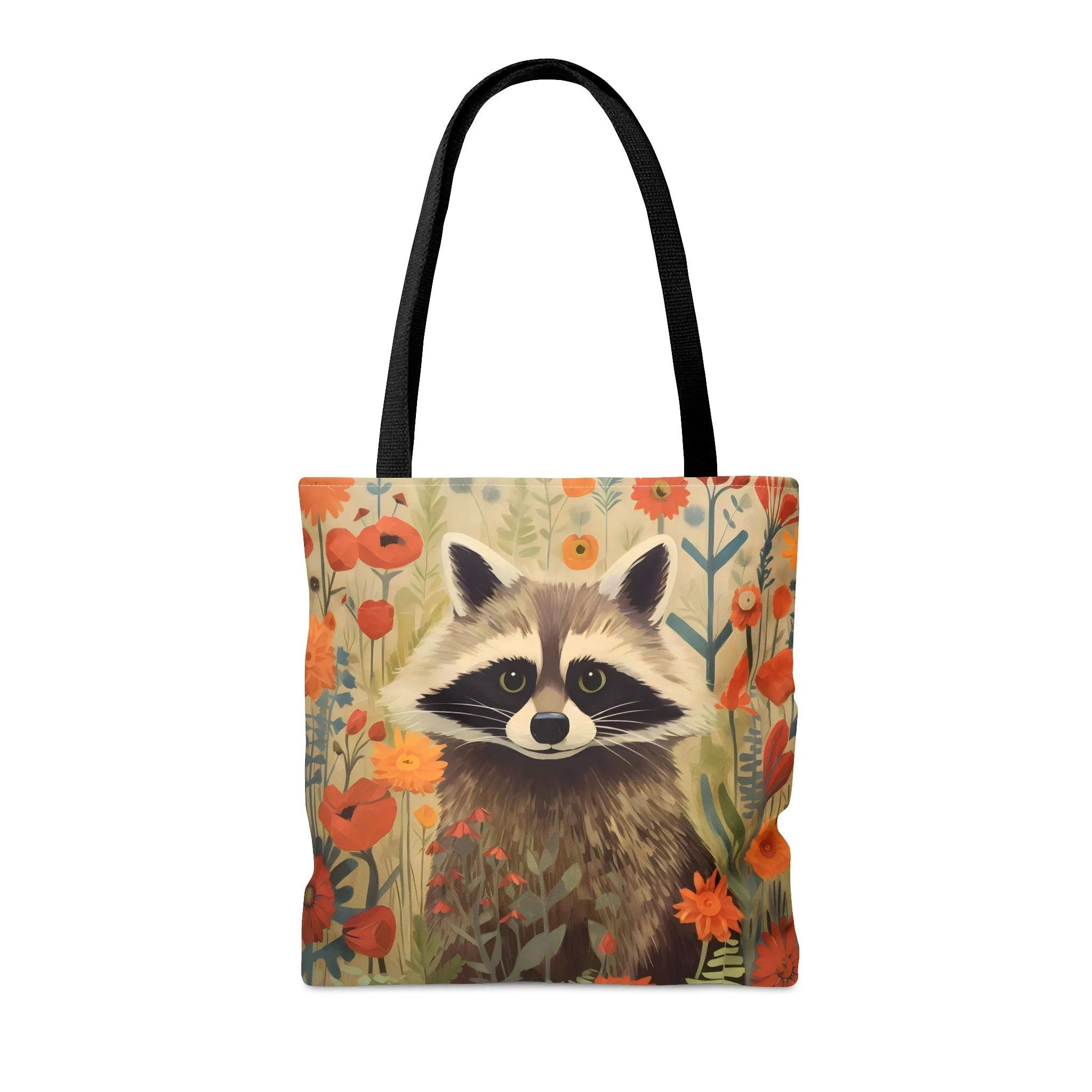 Mid-Century Modern Raccoon in a Garden Tote Bag