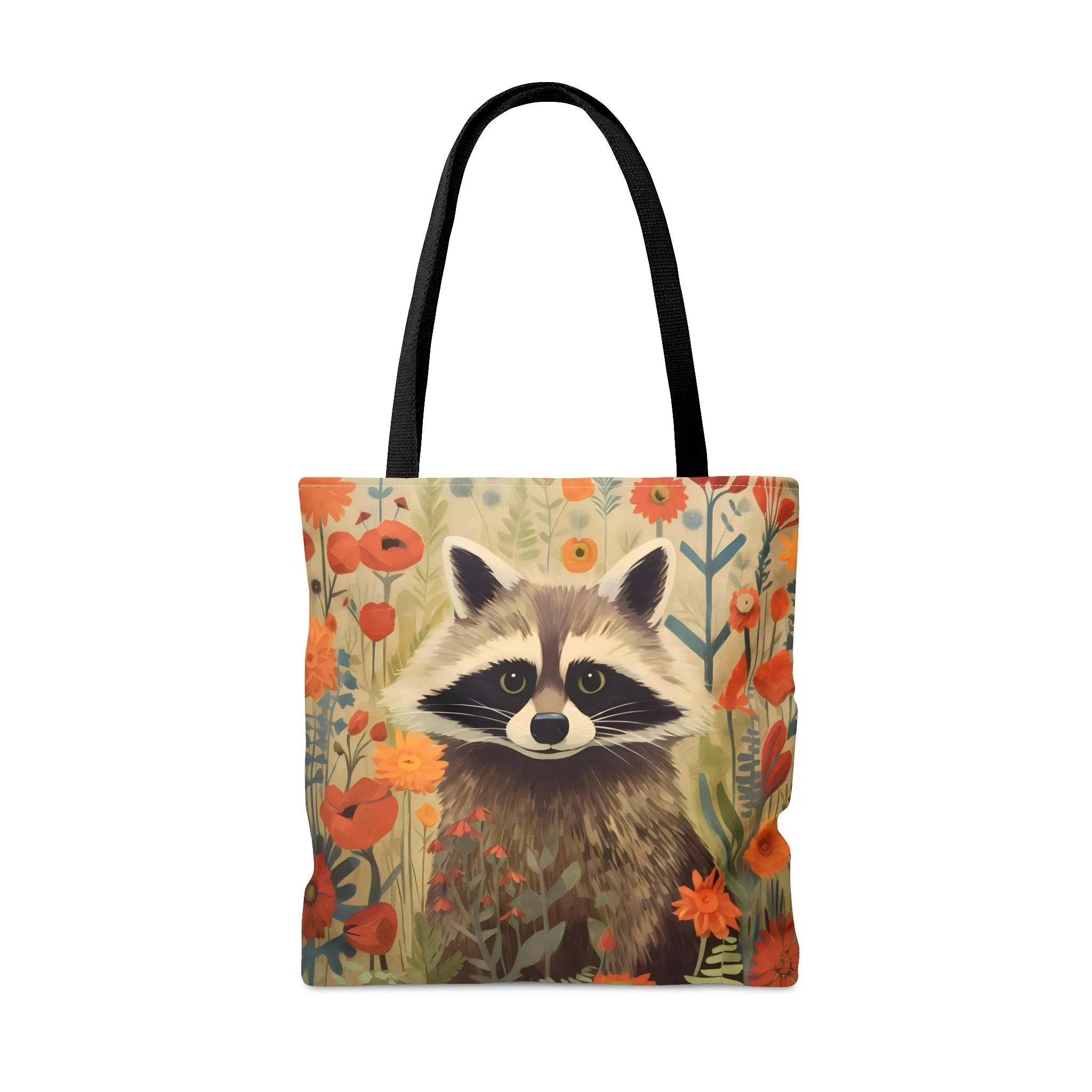 Mid-Century Modern Raccoon in a Garden Tote Bag