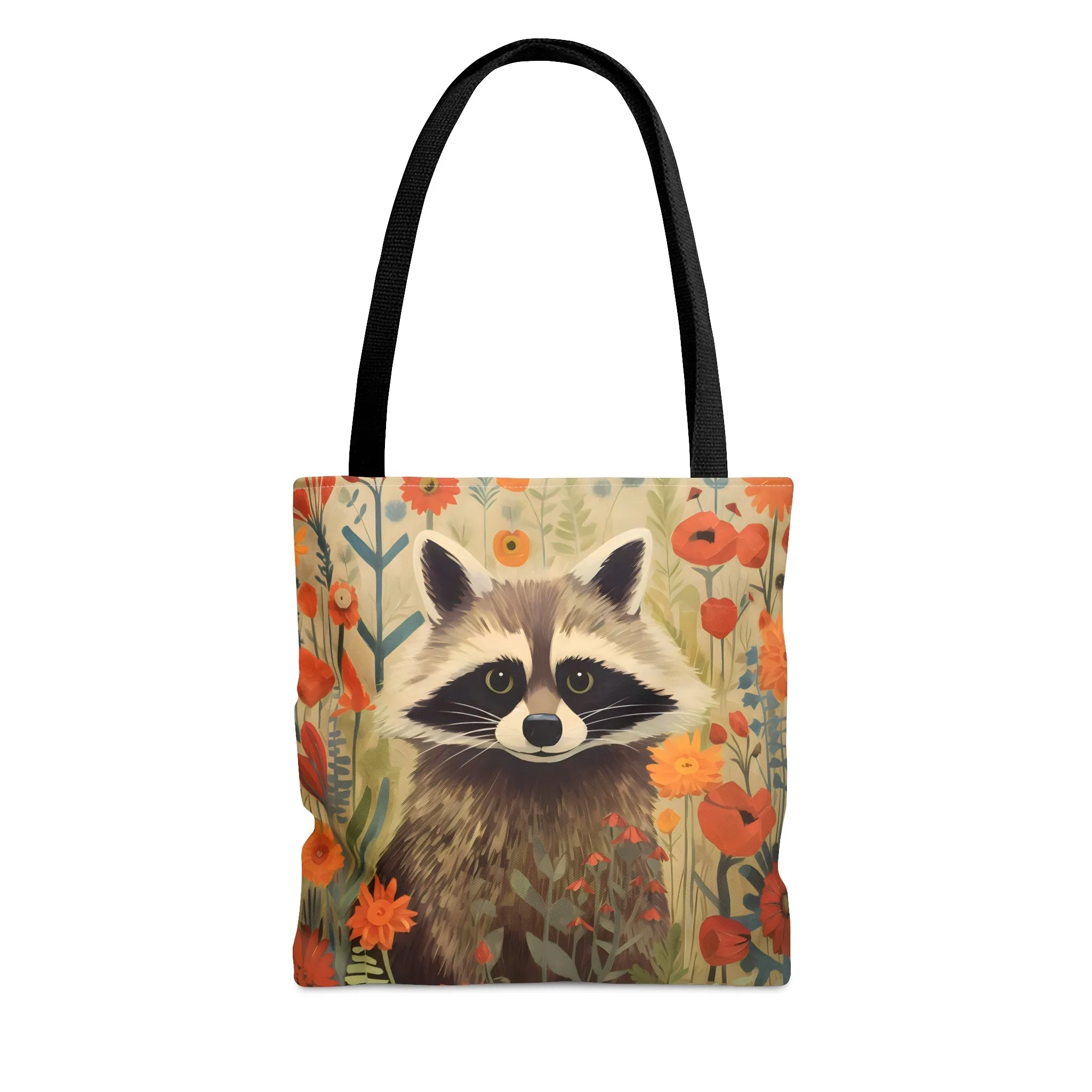 Mid-Century Modern Raccoon in a Garden Tote Bag