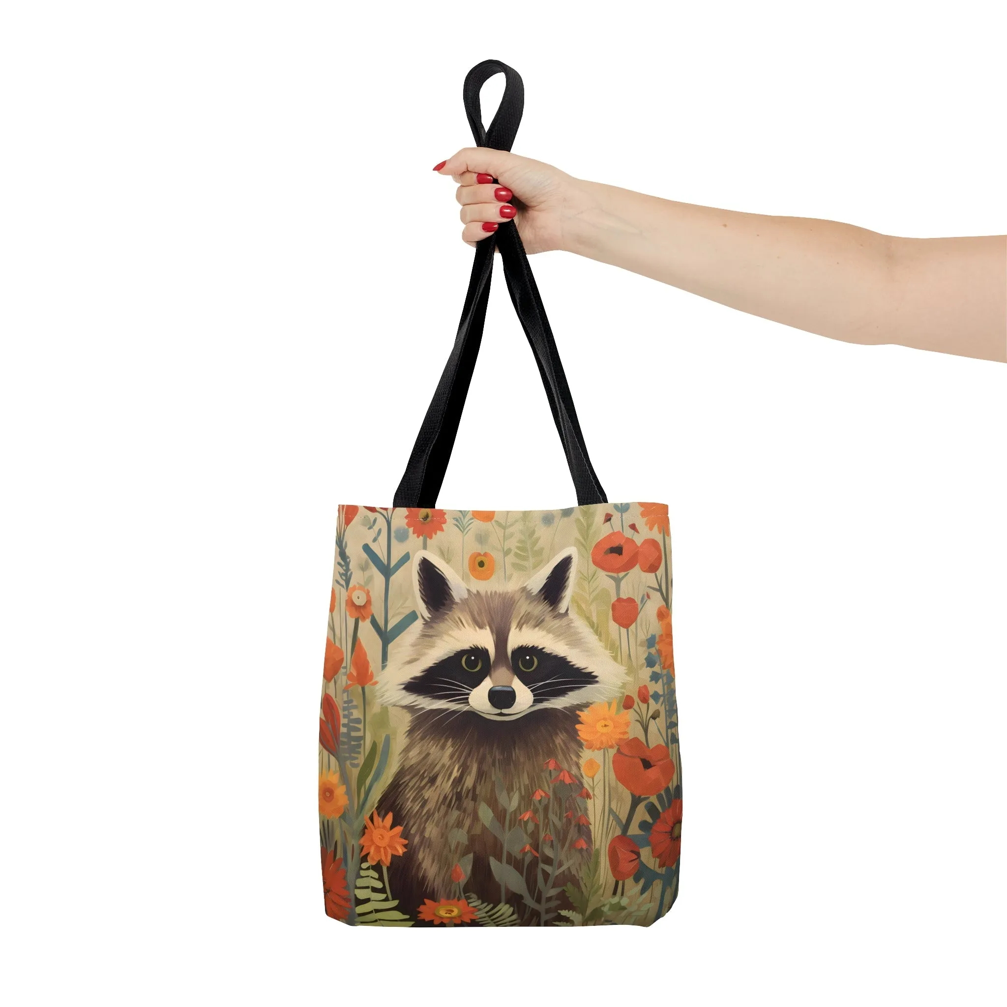 Mid-Century Modern Raccoon in a Garden Tote Bag