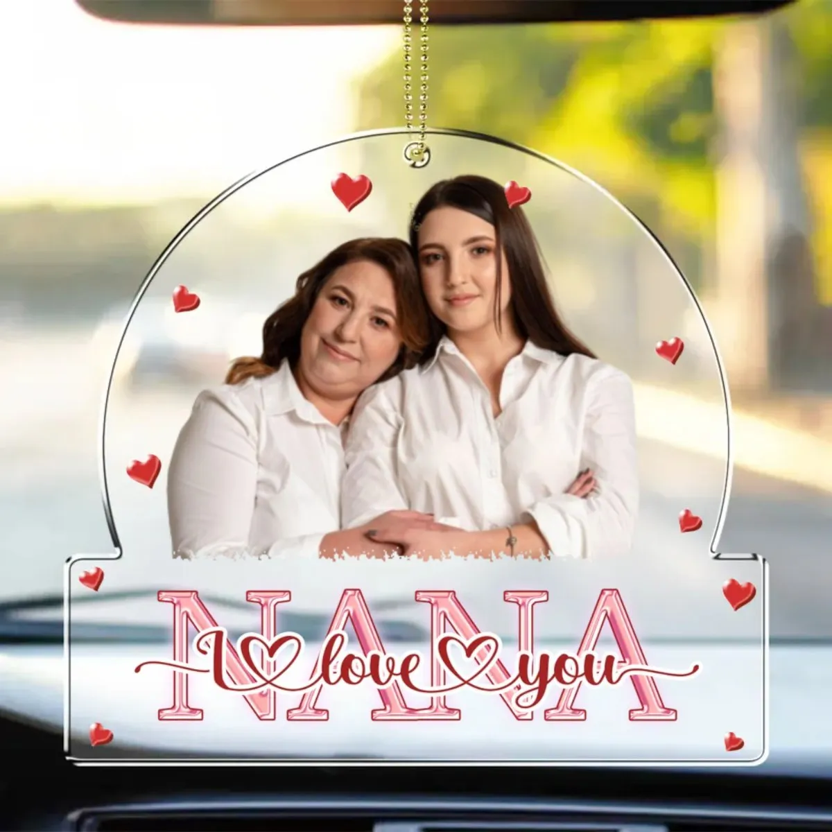 Mother - Custom Photo Love Mom Nana - Personalized Acrylic Car Hanger (HJ)