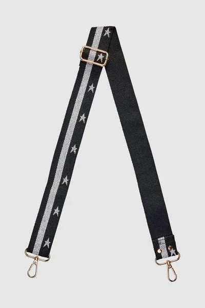 MUNROE GUITAR STRAP STAR BLACK SILVER