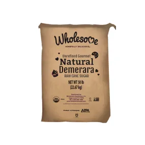 Natural Demerara Raw Cane Sugar - Wholesome Brand (50lb)