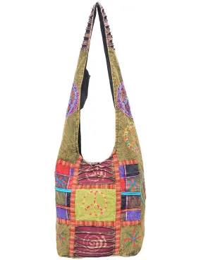 Peace & Ribs Cotton Hobo Bag