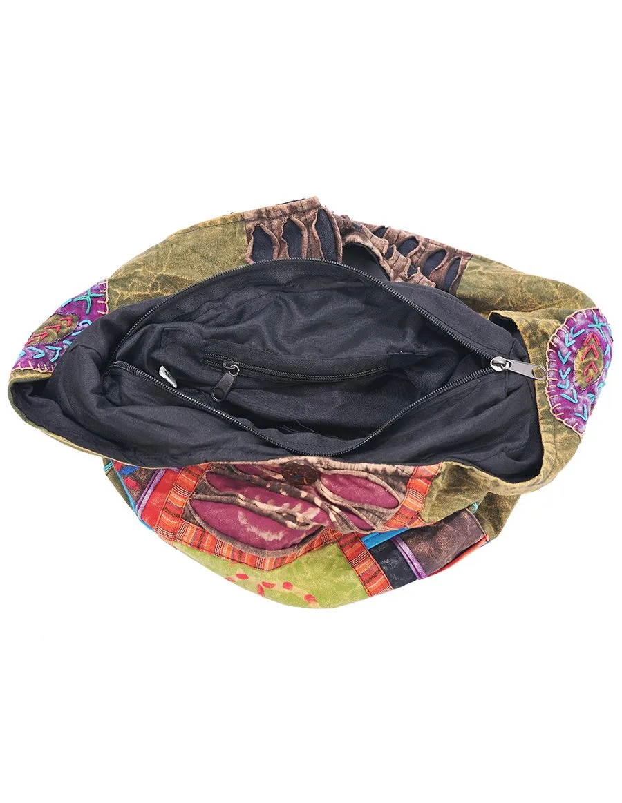 Peace & Ribs Cotton Hobo Bag