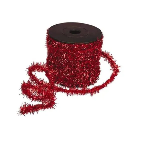 Red Metallic Tinsel Wired Cord - 1/2" x 10 Yards