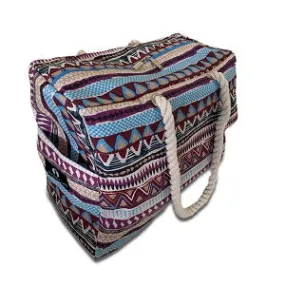 Red Suricata Kiowa Style Large Waterproof Boho Beach Bag with Rope Handles