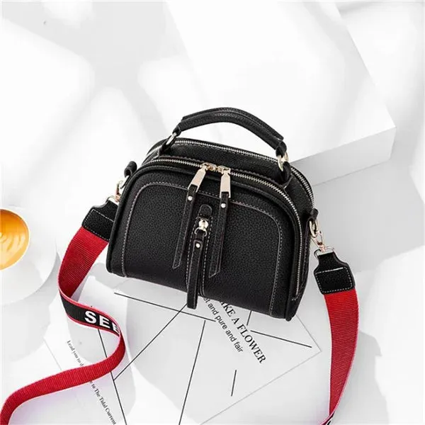 Retro Chic Contrast Crossbody Bag with Statement Strap