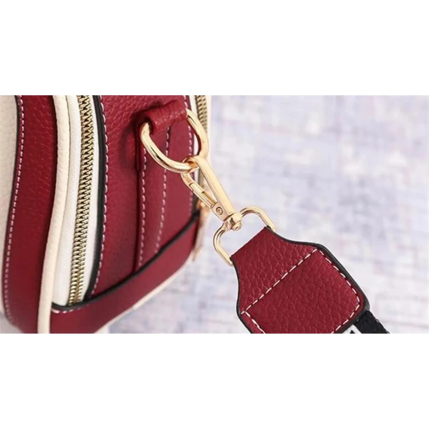 Retro Chic Contrast Crossbody Bag with Statement Strap