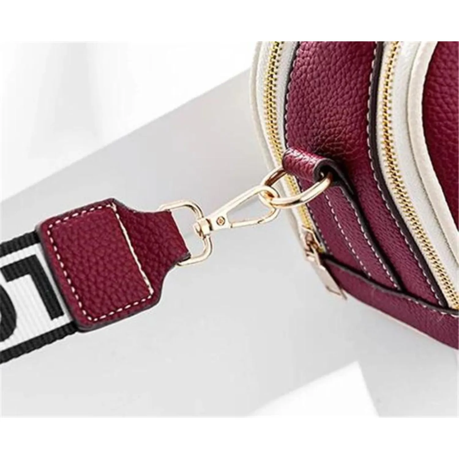 Retro Chic Contrast Crossbody Bag with Statement Strap