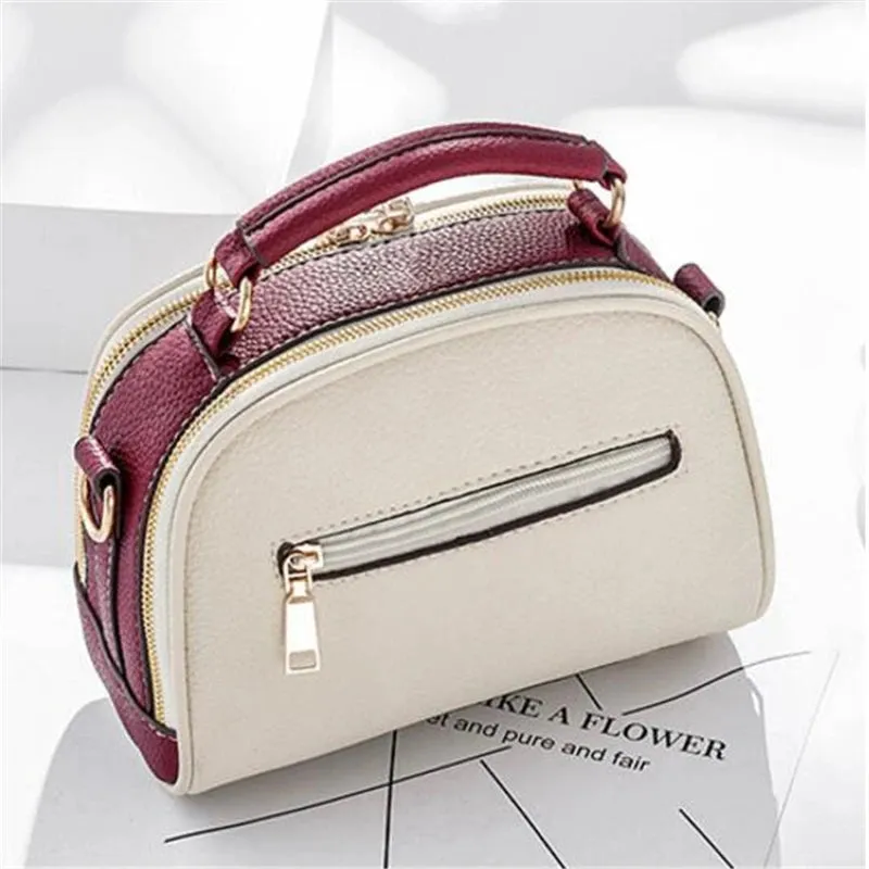 Retro Chic Contrast Crossbody Bag with Statement Strap