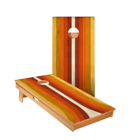 Retro Orange Curved Stripes Star Cornhole Boards