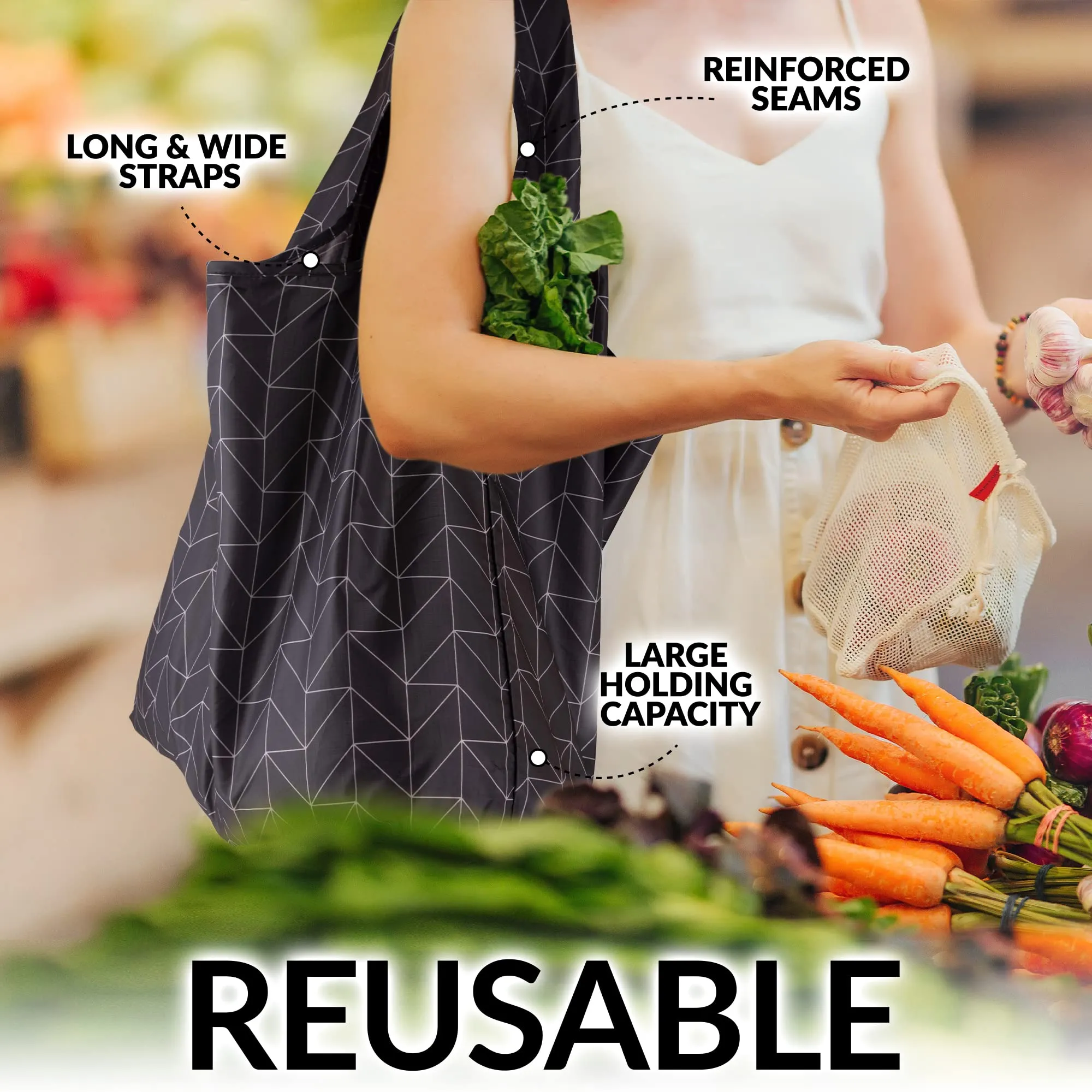 Reusable Grocery Bags - 5 Pack