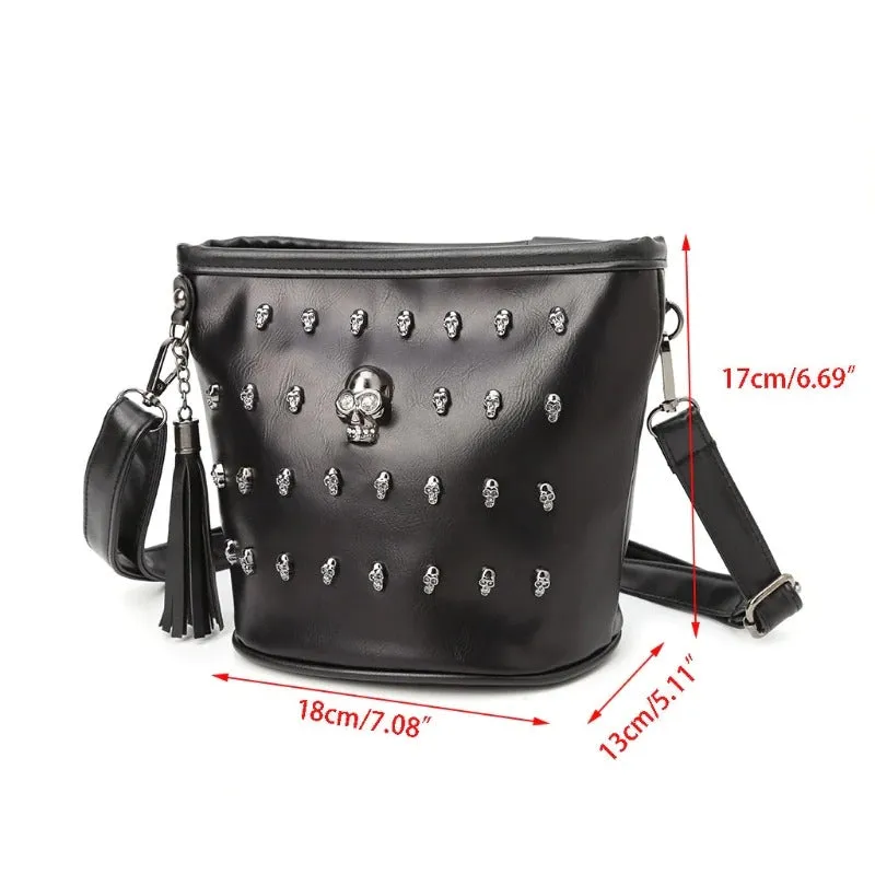 Shoulder Bag in Rock Style with Skulls / Women Edgy Accessories