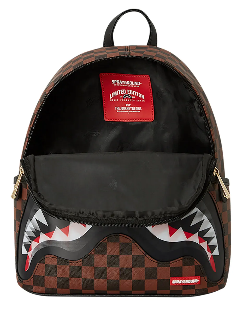 Sprayground Sharks In Paris Lenticular Backpack In Brown Check