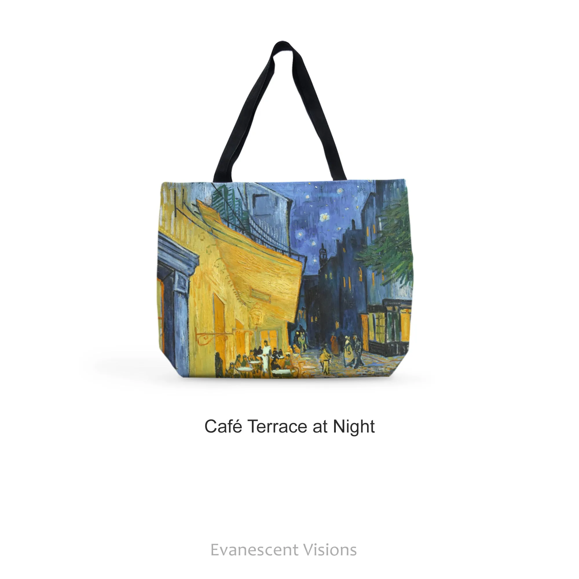 Starry Night Van Gogh Large Art Canvas Tote Bag, Shopping Bag