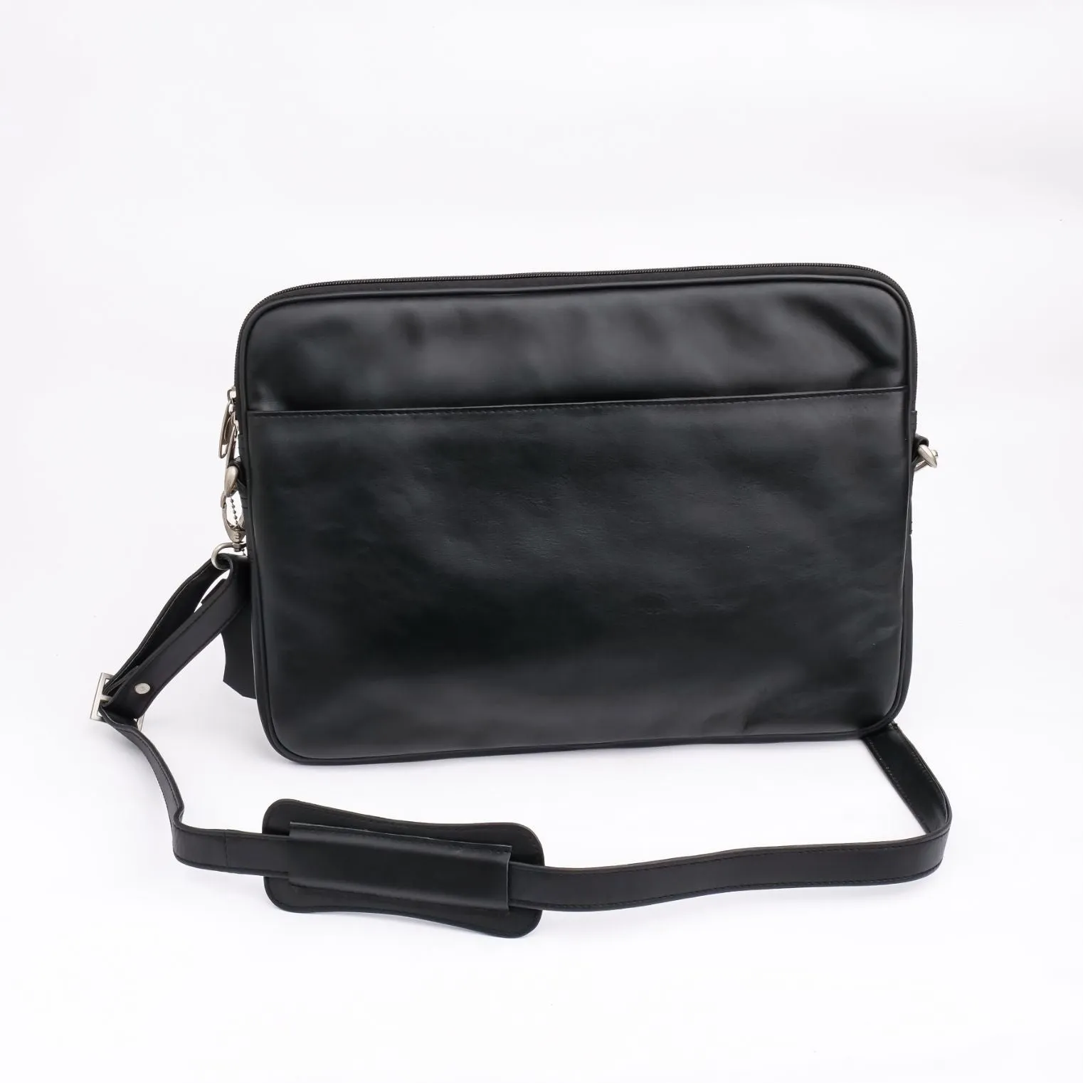 The Folio Sleek Slim Leather Laptop Bag-Black