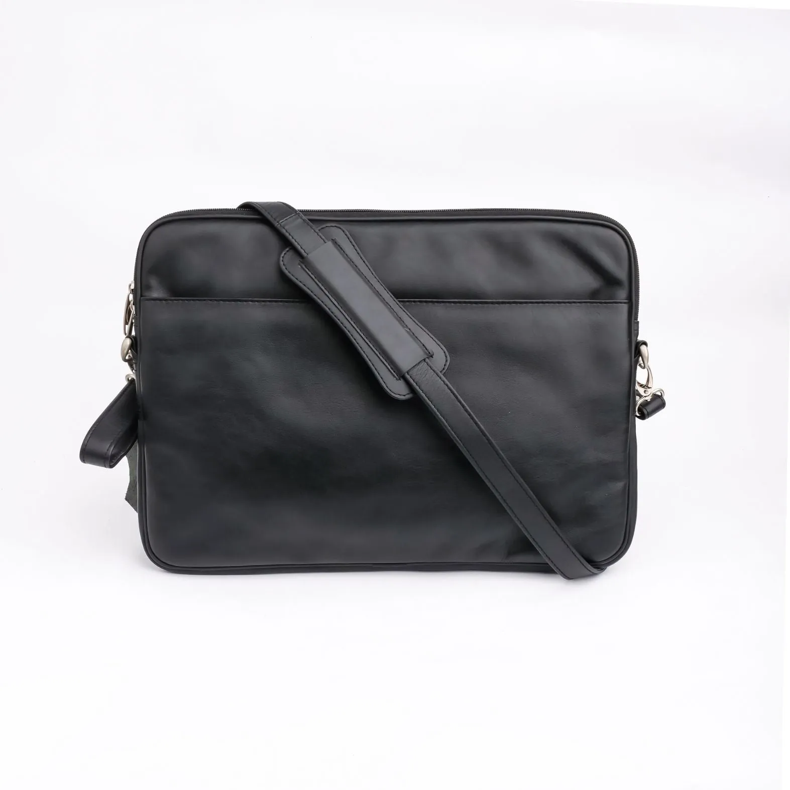 The Folio Sleek Slim Leather Laptop Bag-Black