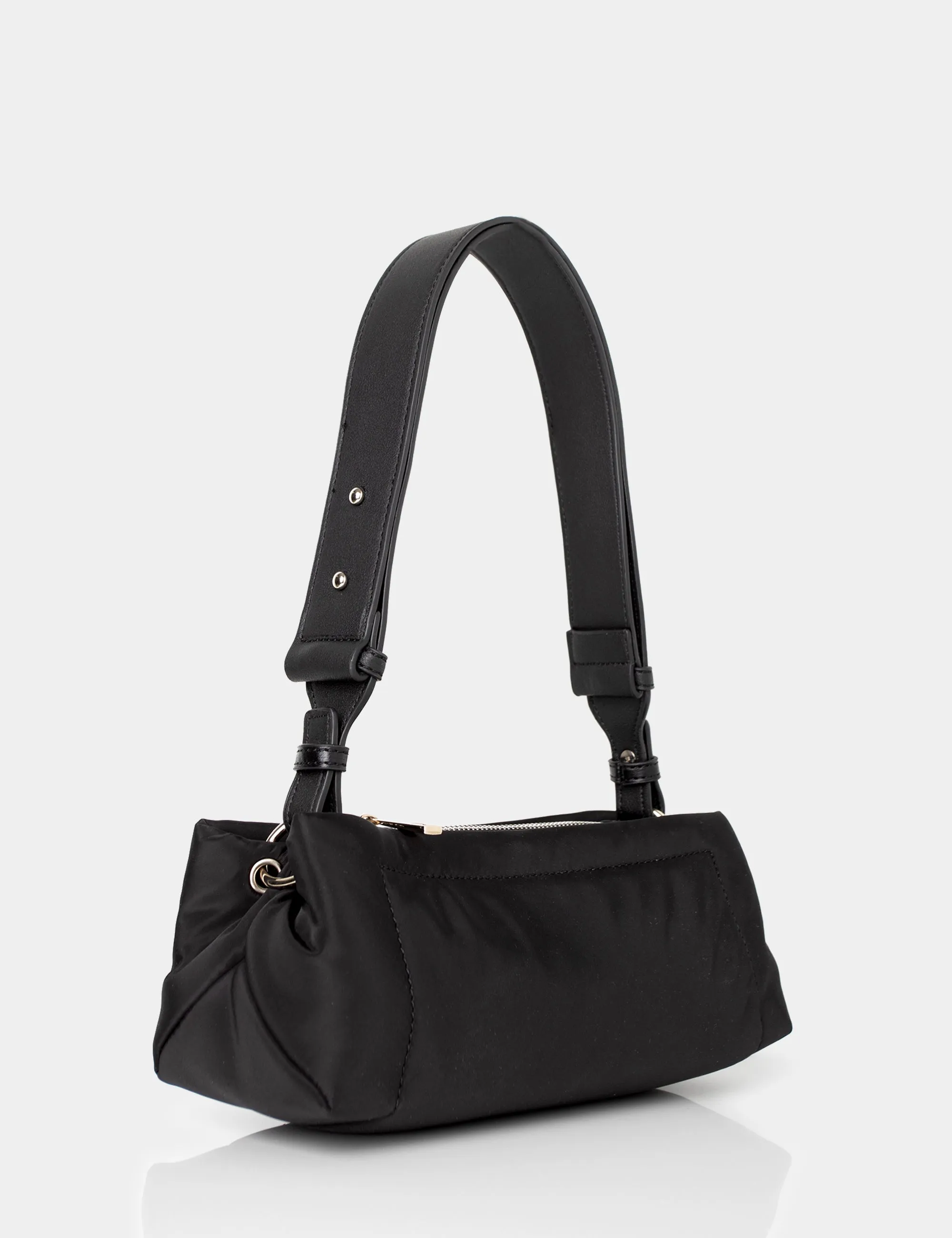 The Ludo Black Nylon Elongated Shoulder Bag