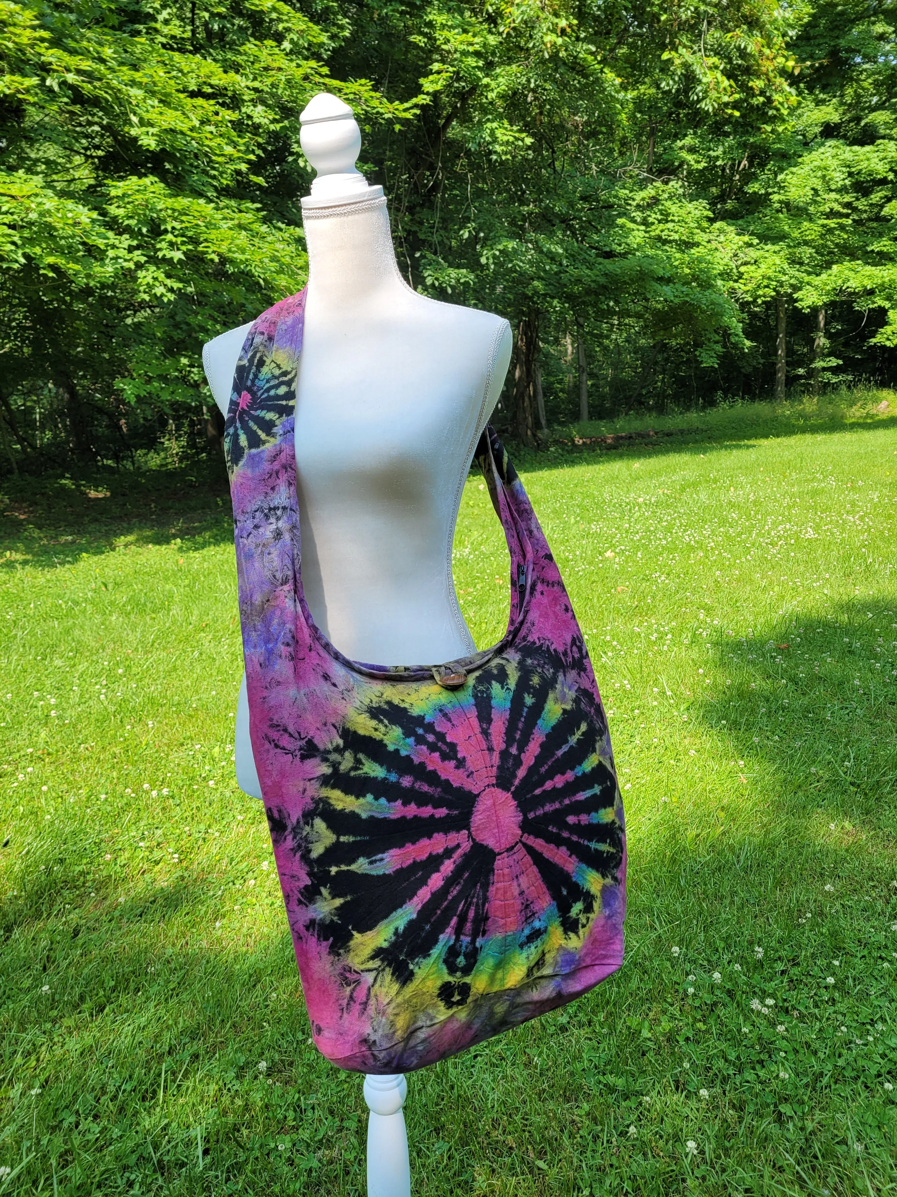 Tie Dye Bag Purse Hobo Crossbody Sling cotton Messenger Bags Top Zip Firework Colorful