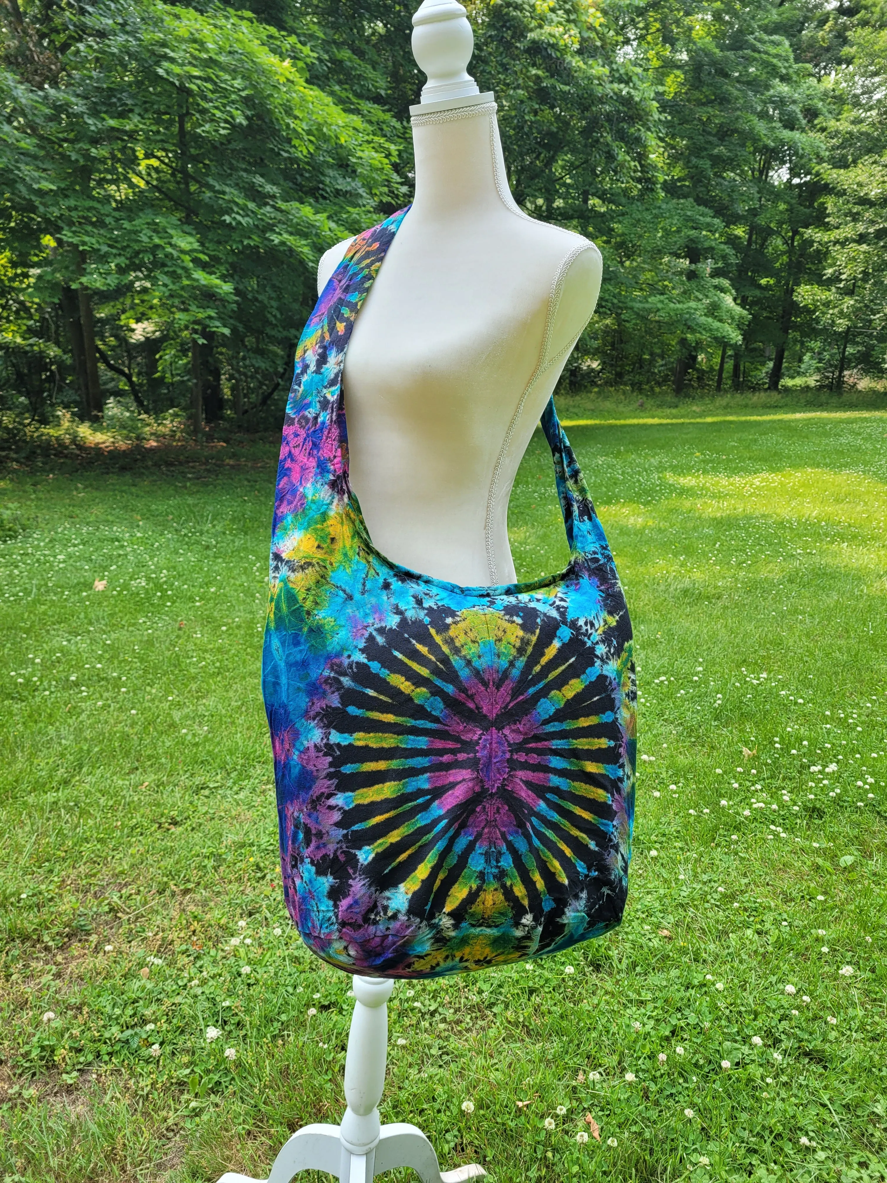 Tie Dye Bag Purse Hobo Crossbody Sling cotton Messenger Bags Top Zip Firework Colorful