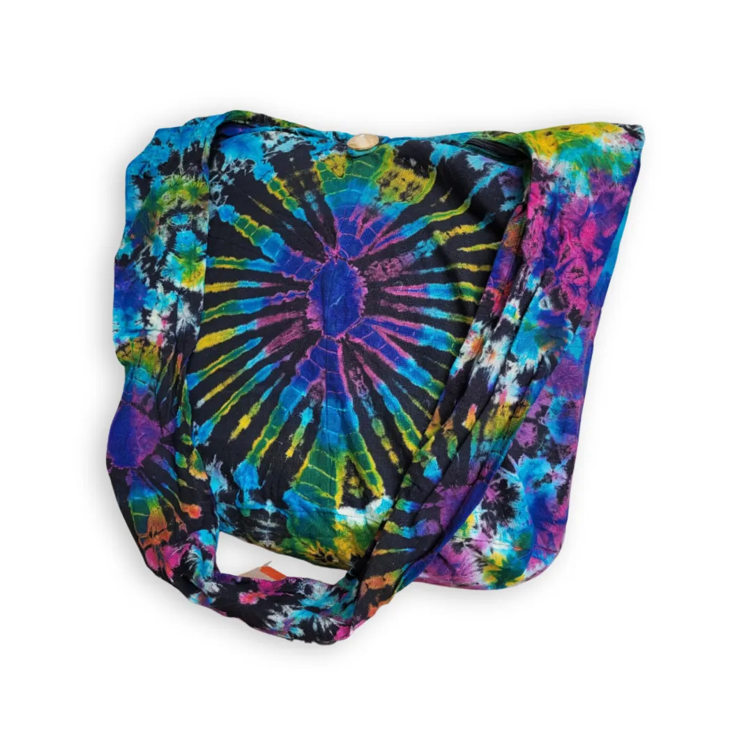 Tie Dye Bag Purse Hobo Crossbody Sling cotton Messenger Bags Top Zip Firework Colorful