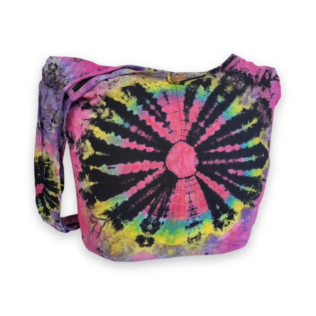 Tie Dye Bag Purse Hobo Crossbody Sling cotton Messenger Bags Top Zip Firework Colorful