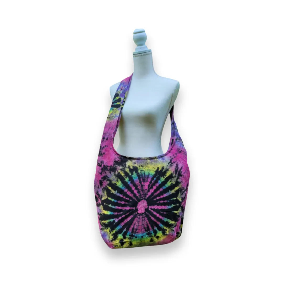 Tie Dye Bag Purse Hobo Crossbody Sling cotton Messenger Bags Top Zip Firework Colorful