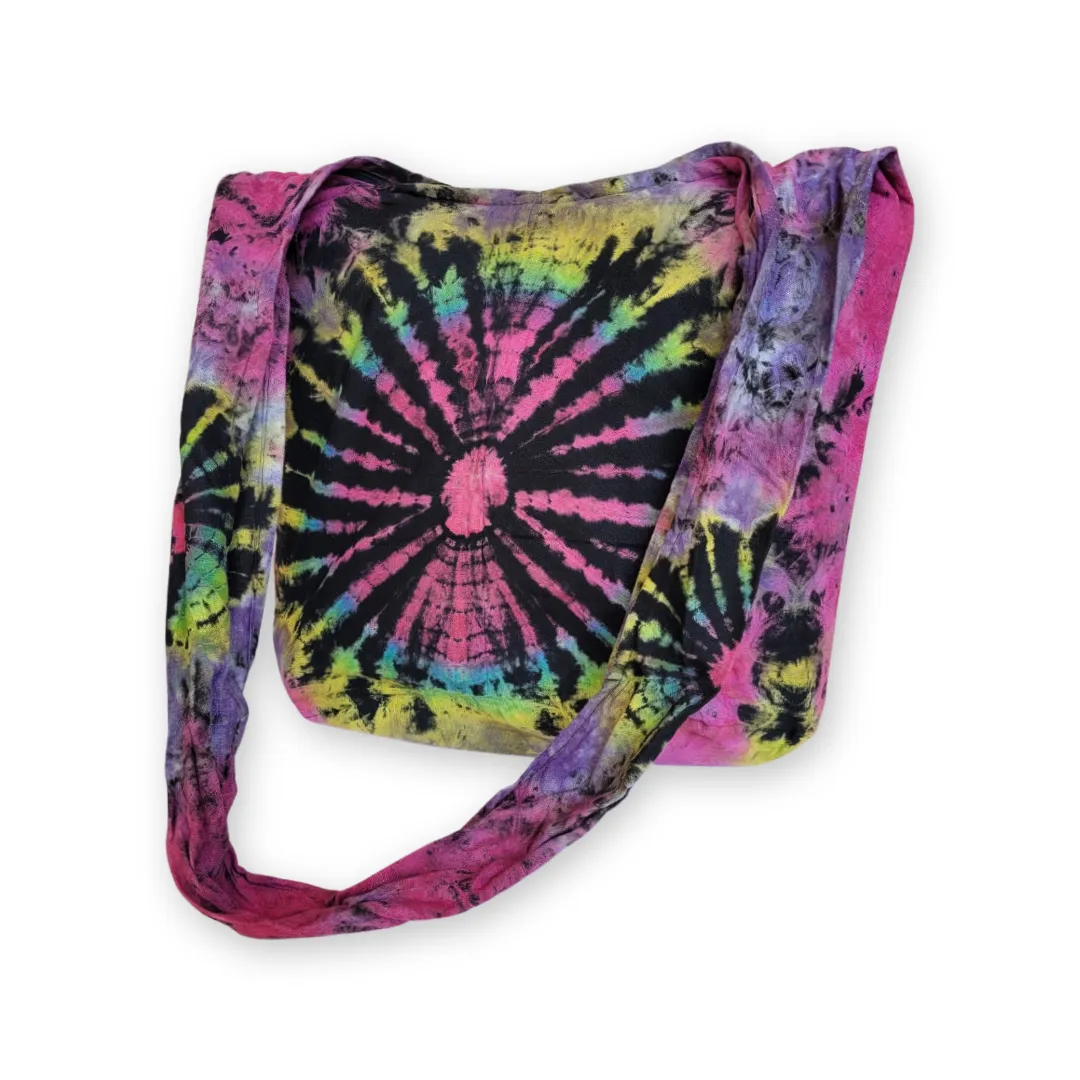 Tie Dye Bag Purse Hobo Crossbody Sling cotton Messenger Bags Top Zip Firework Colorful