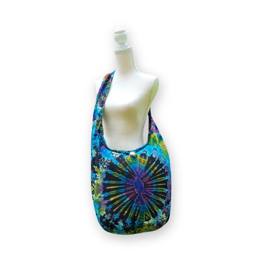 Tie Dye Bag Purse Hobo Crossbody Sling cotton Messenger Bags Top Zip Firework Colorful