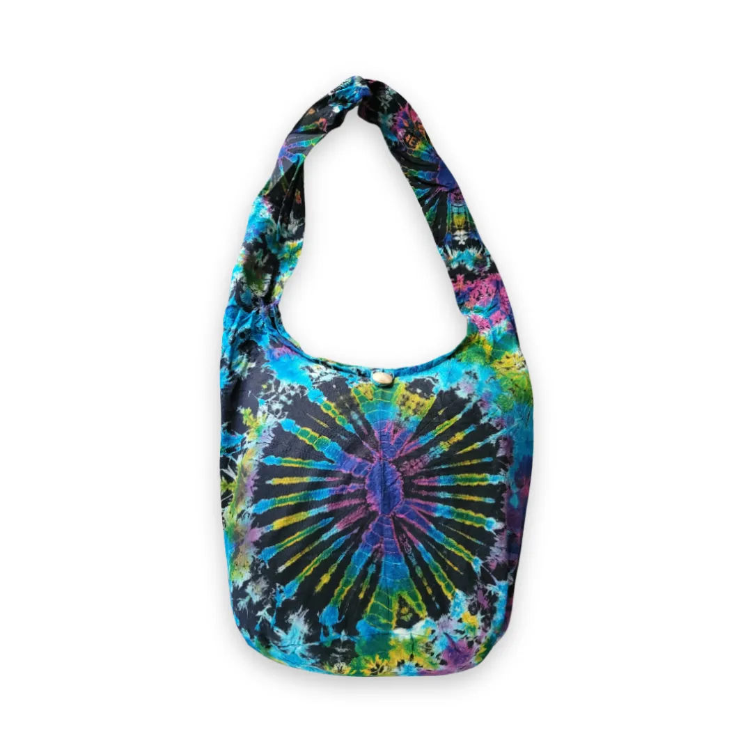 Tie Dye Bag Purse Hobo Crossbody Sling cotton Messenger Bags Top Zip Firework Colorful