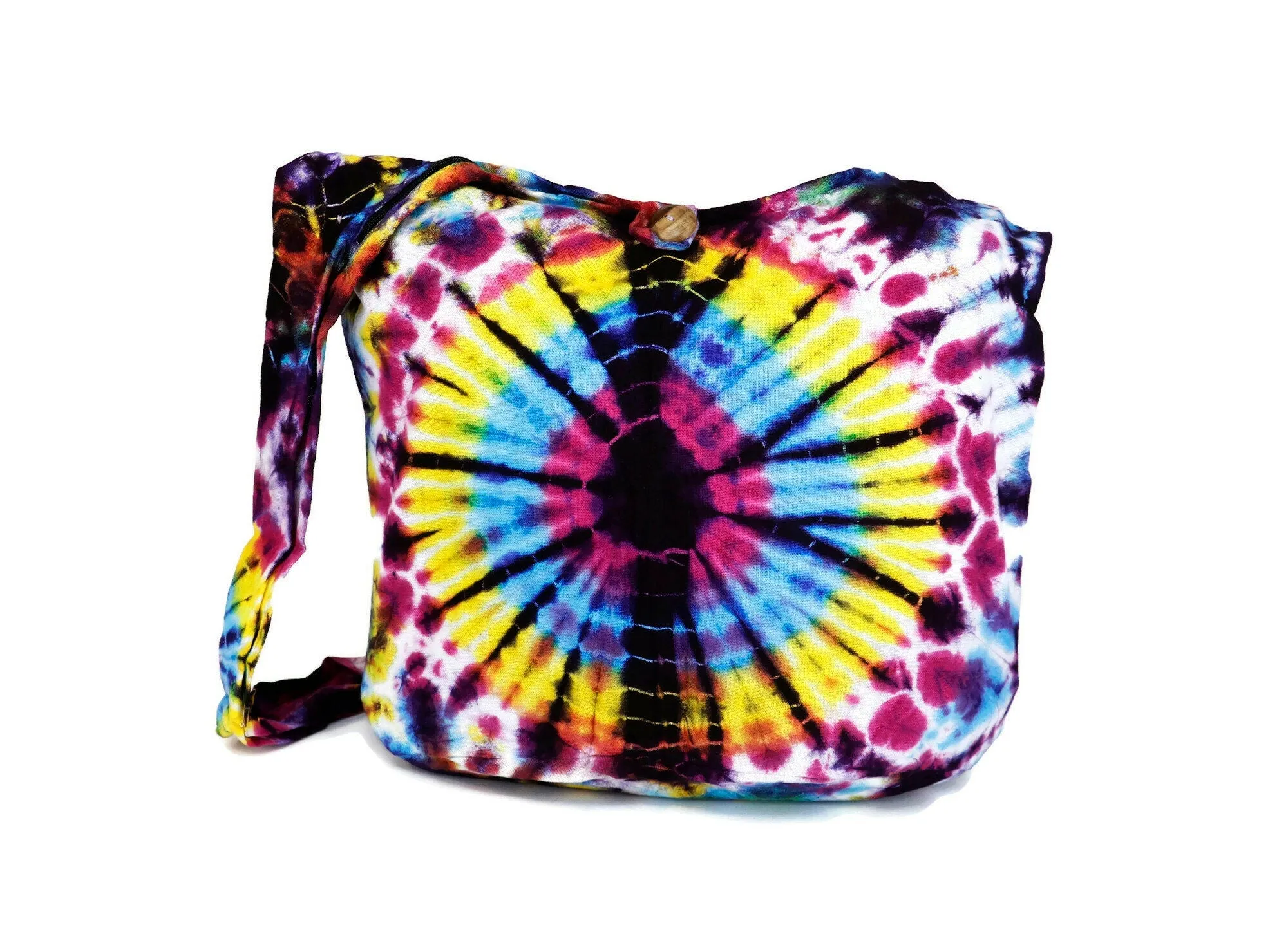 Tie Dye Bag Purse Hobo Crossbody Sling cotton Messenger Bags Top Zip Firework Colorful