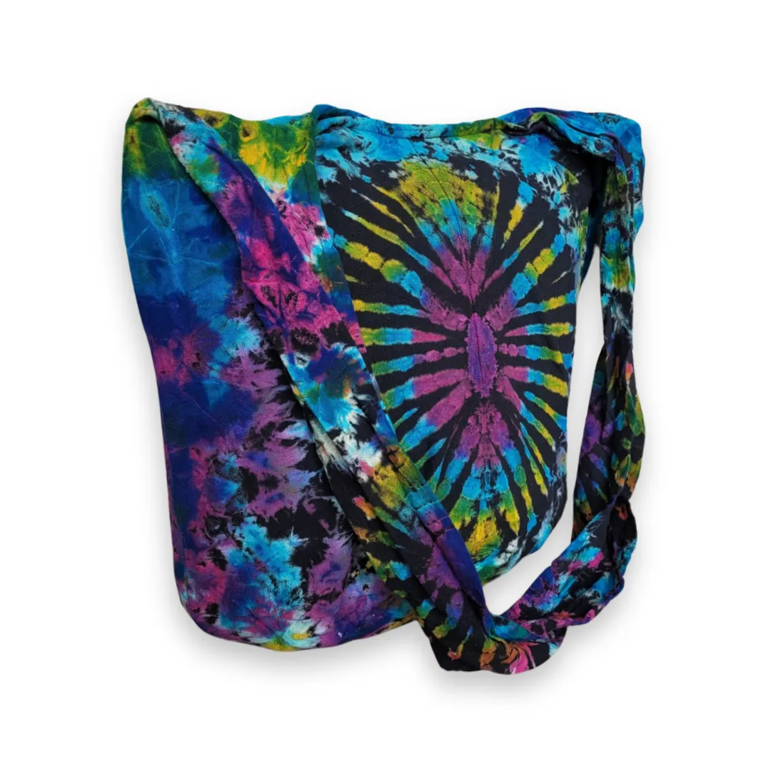 Tie Dye Bag Purse Hobo Crossbody Sling cotton Messenger Bags Top Zip Firework Colorful