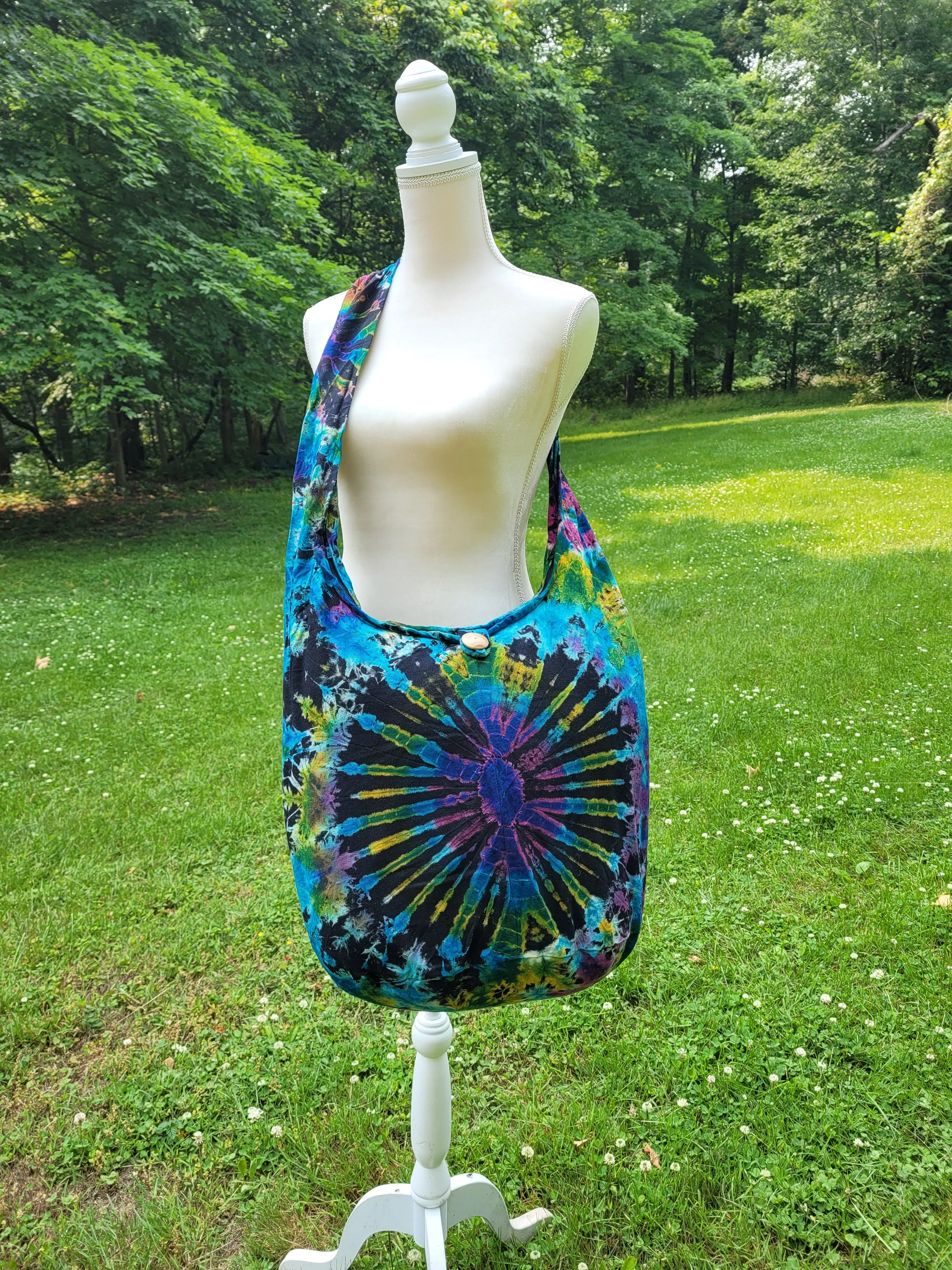 Tie Dye Bag Purse Hobo Crossbody Sling cotton Messenger Bags Top Zip Firework Colorful