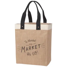 To Market We Go Shopping Tote Laminated Lining