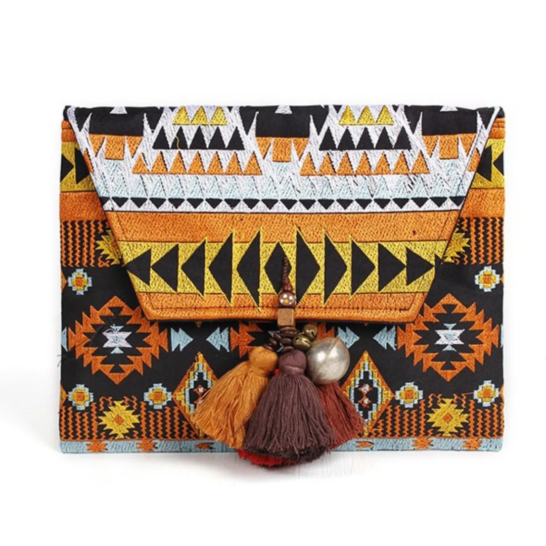 Tribal Clutch with Tassels & Bells - Thailand