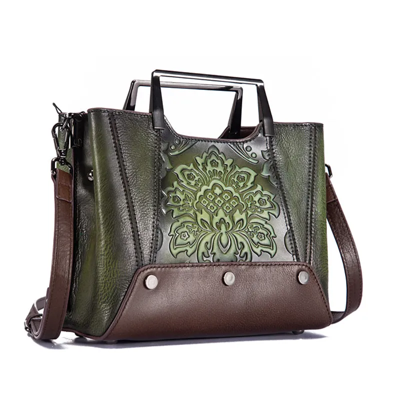 Vintage Inspired Lotus Embossed Handbag