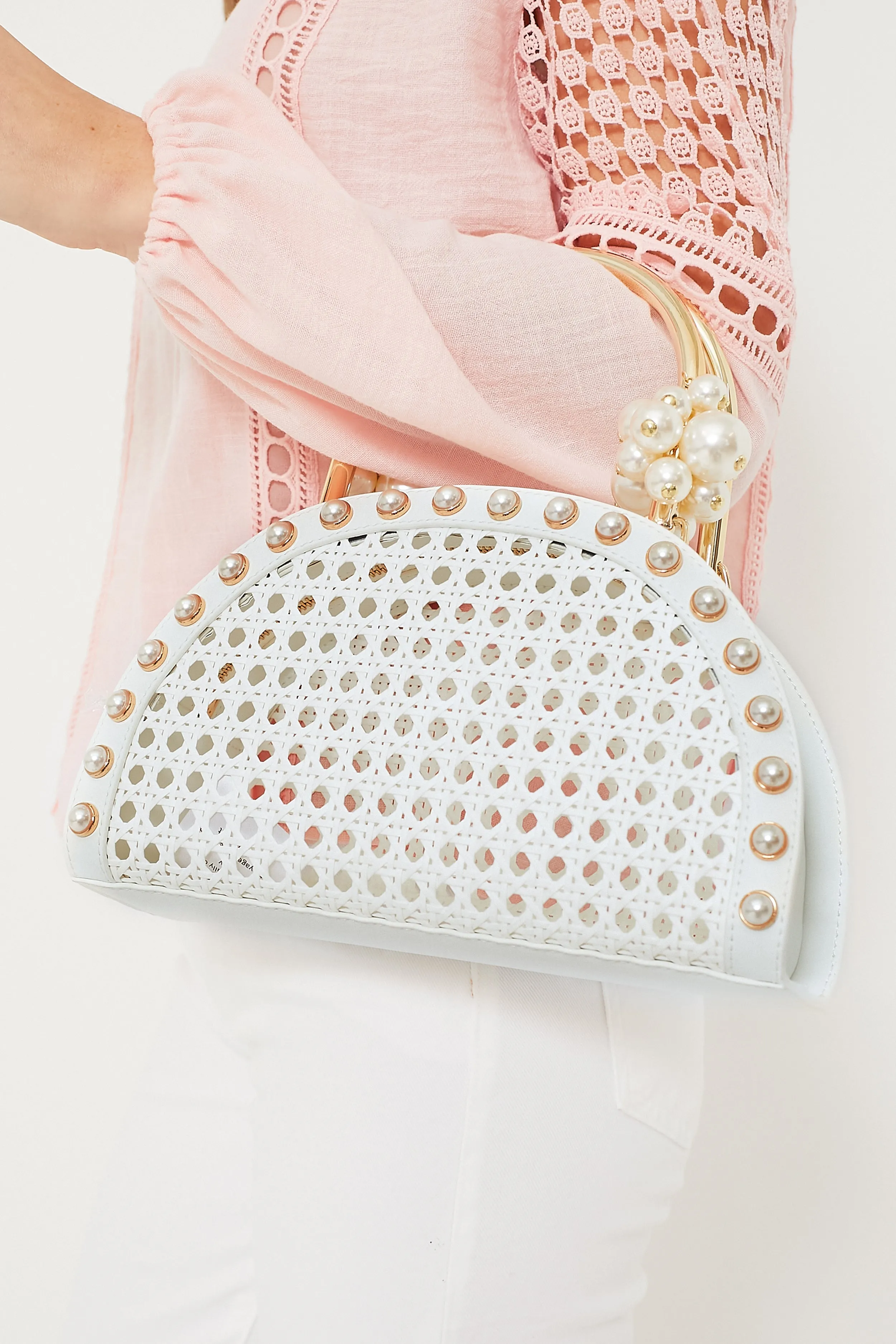 White Ellie Pearl Satchel