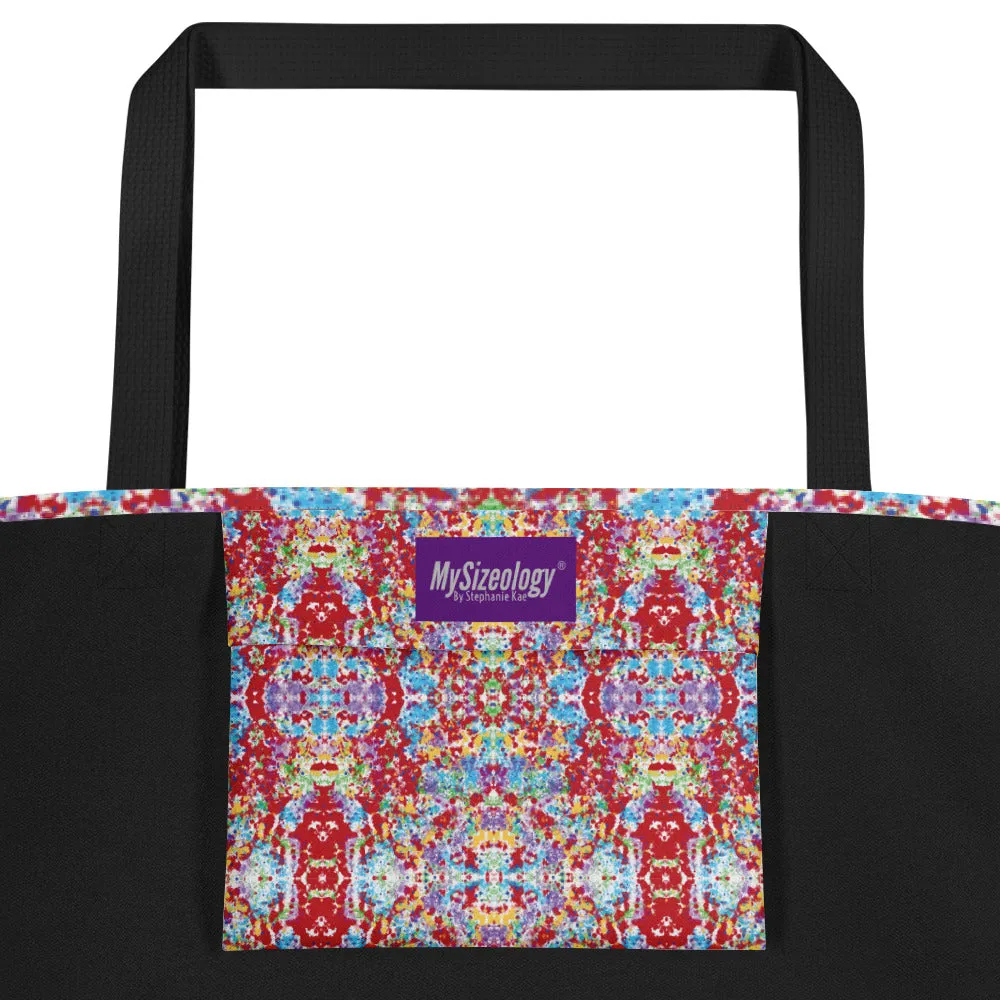 White Rainbow Kalidoscope Pattern Large Tote Bag