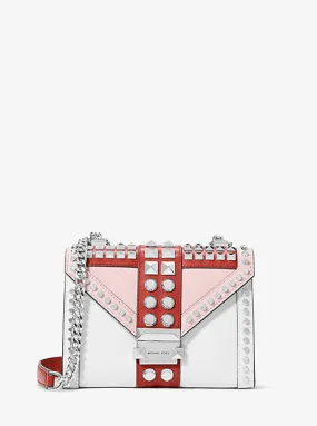 Whitney Small Studded Tri-Color Saffiano Leather Shoulder Bag