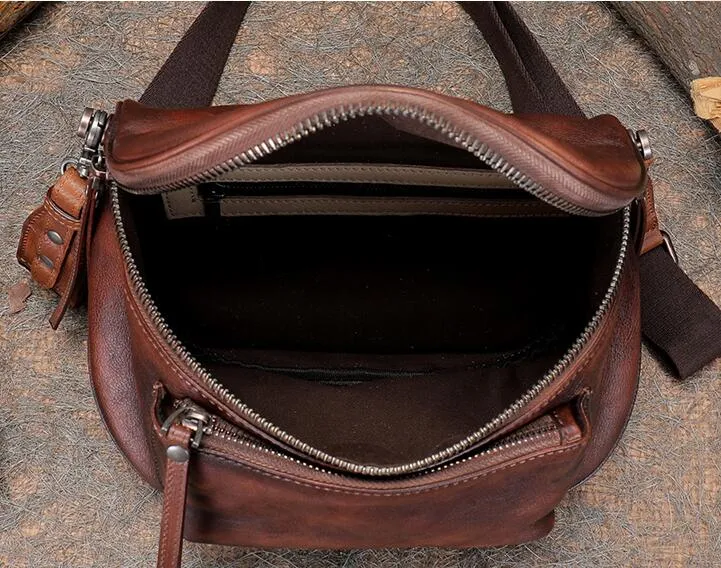 Womens Brown Leather Crossbody Saddle Bag Side Bags For Women