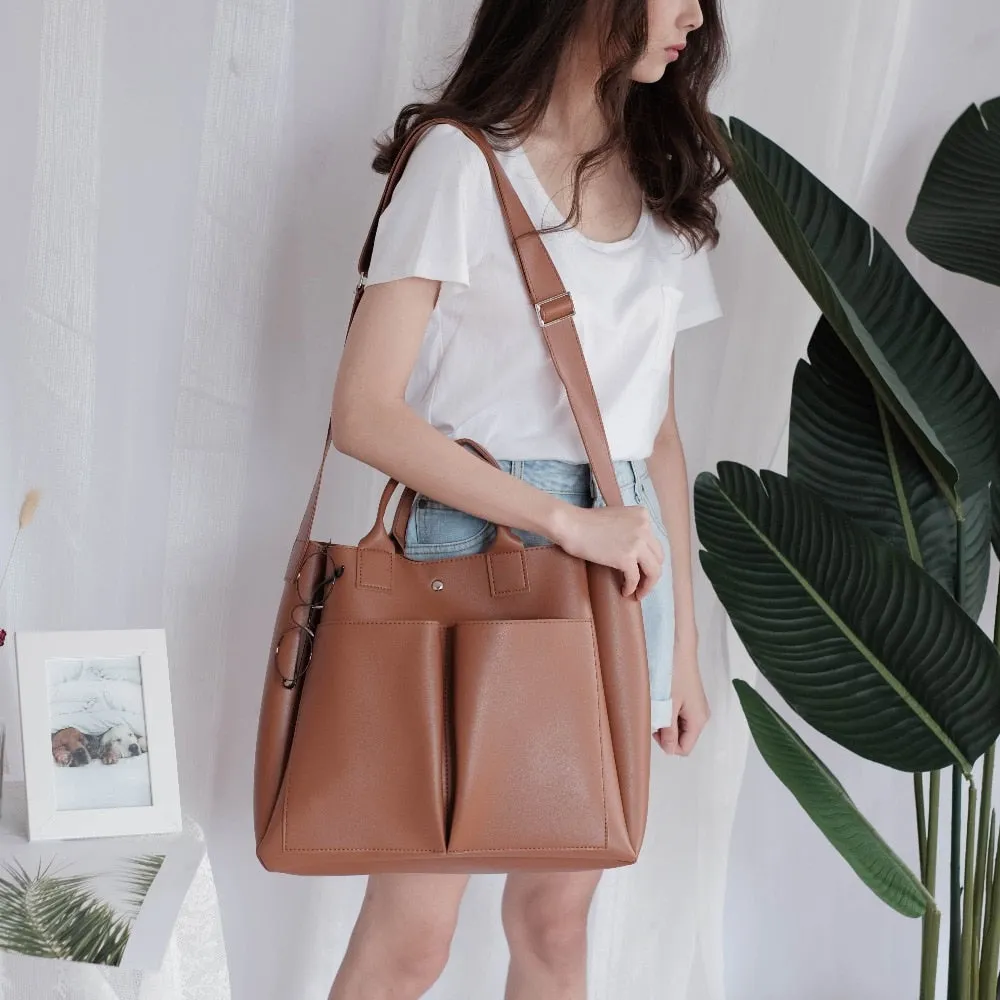 Women's Vegan Leather Big Casual Tote