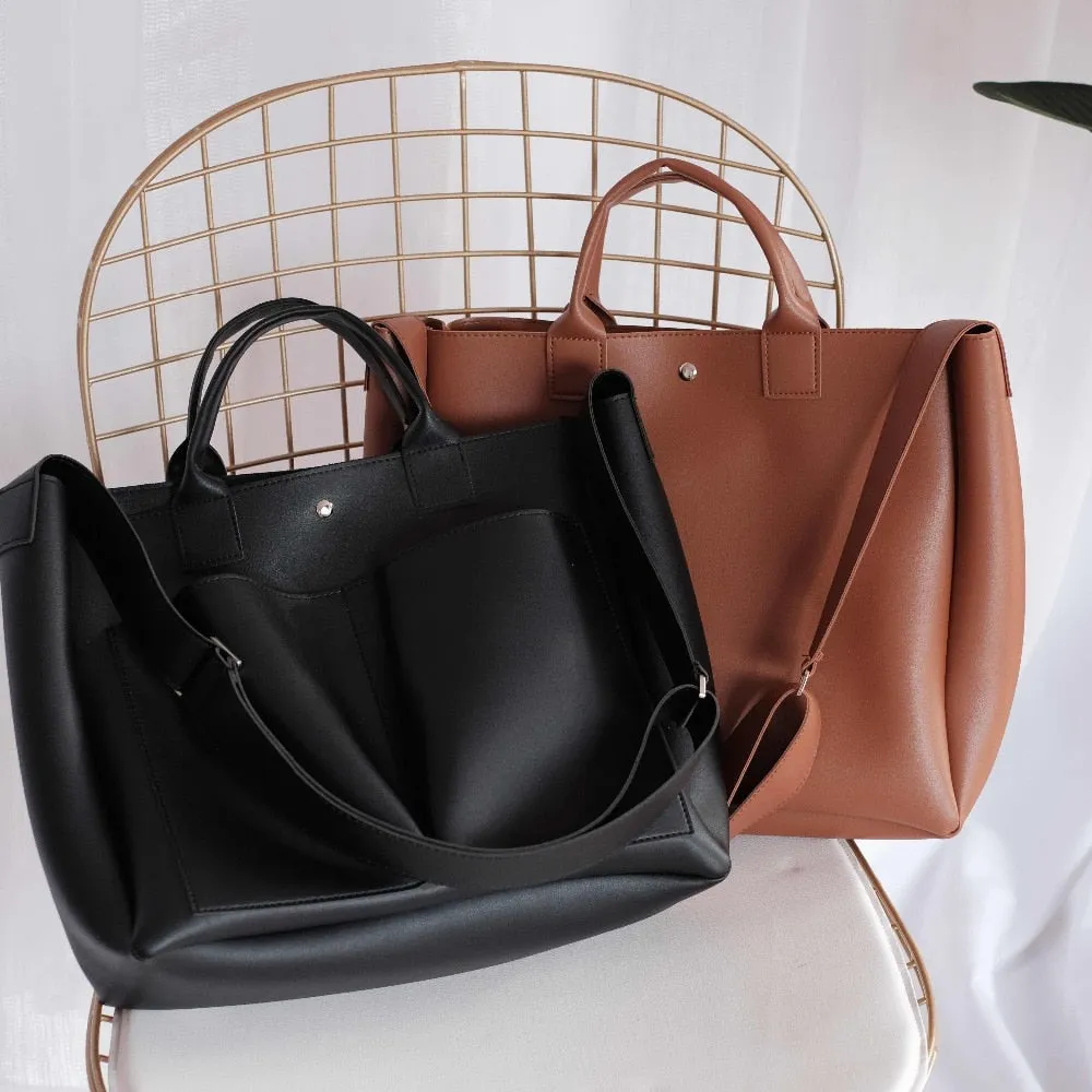 Women's Vegan Leather Big Casual Tote