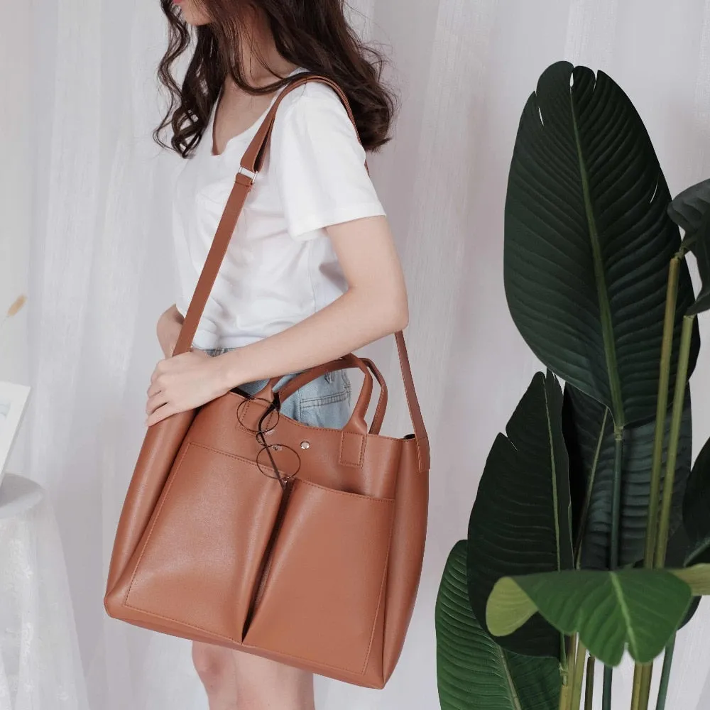 Women's Vegan Leather Big Casual Tote