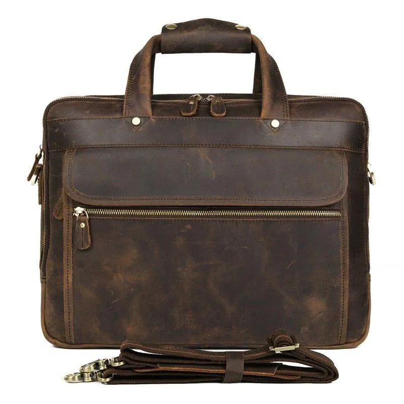 Woosir 15.6 Inches Vintage Leather Briefcase for Men