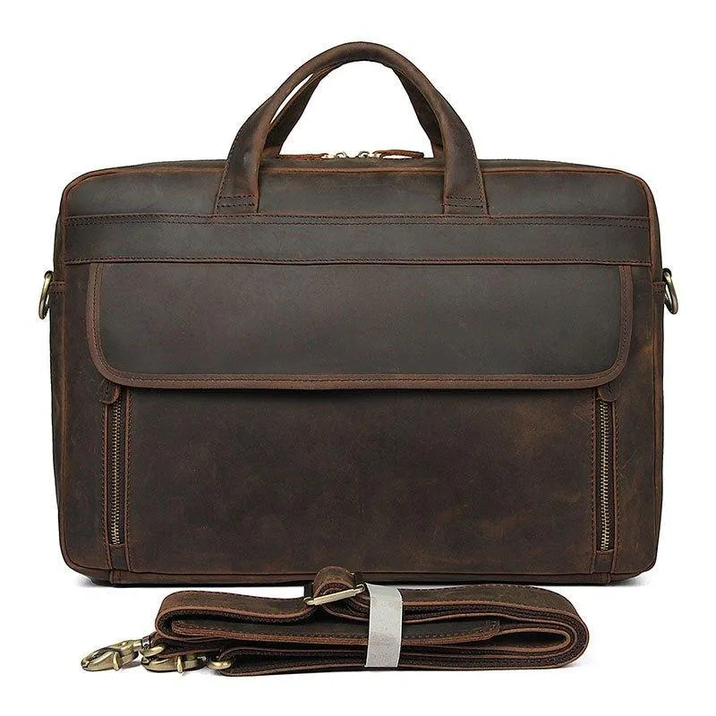 Woosir 17 Inches Vintage Leather Briefcase for Men