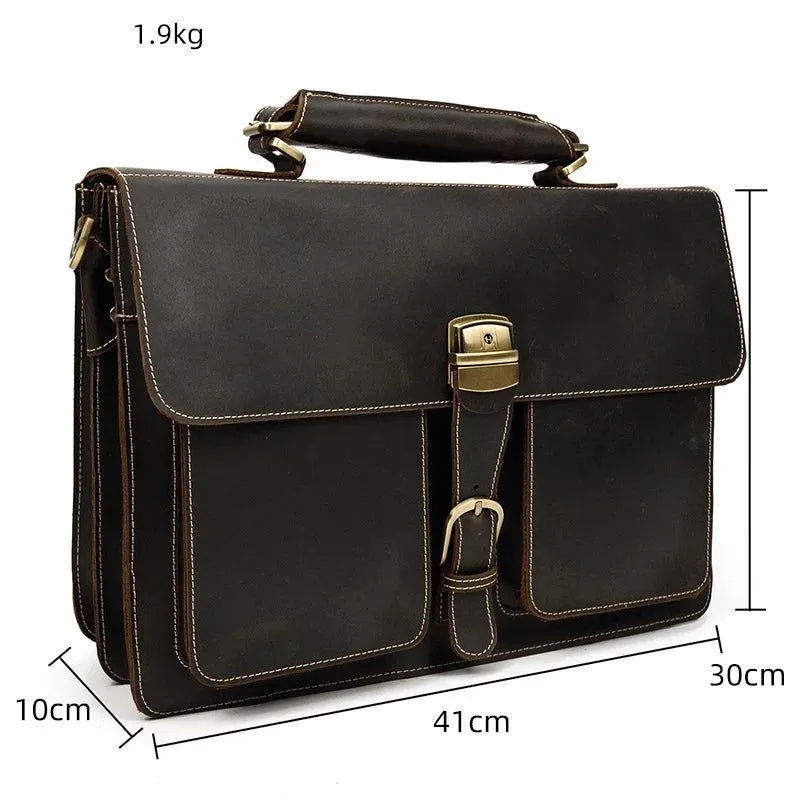 Woosir Brown Mens Briefcase for  14 inch Laptop Bag